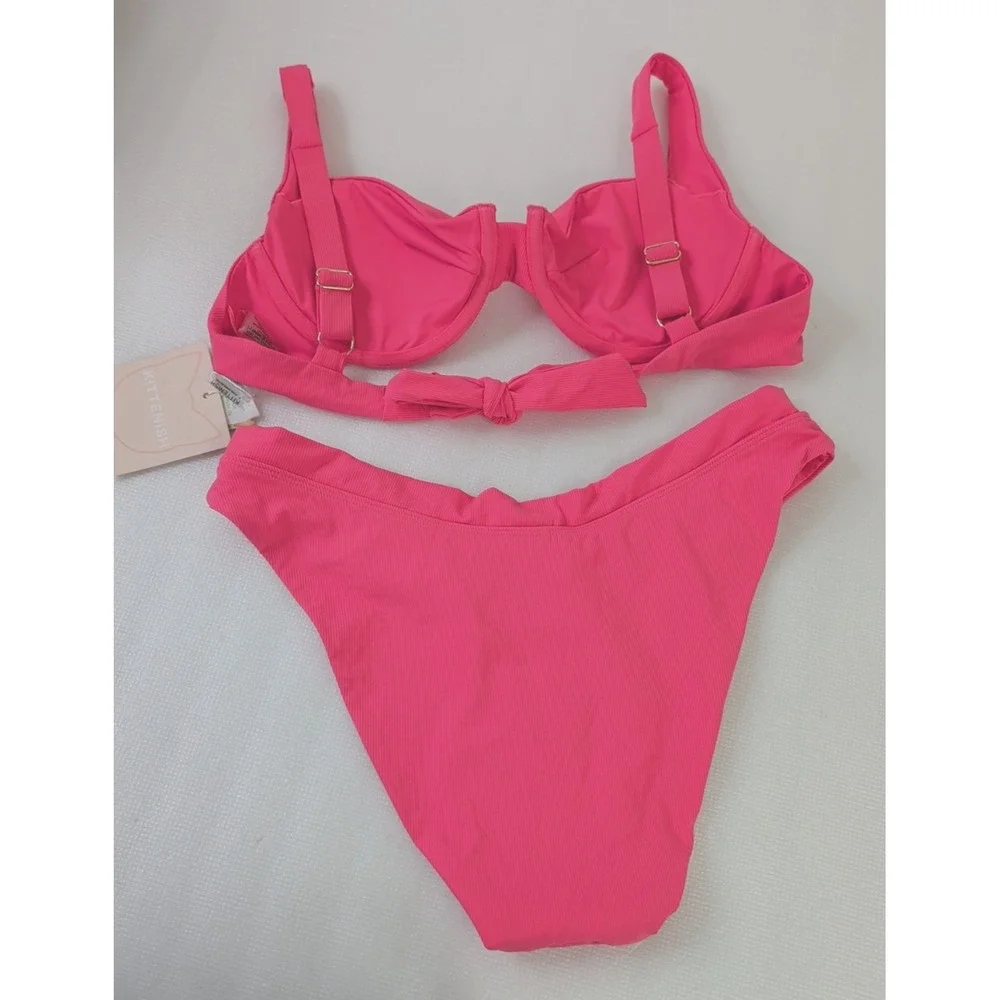 Kittenish Bikini Swim Set Womens‎ Large Pink Cheeky High Cut Beach Pool Vacation